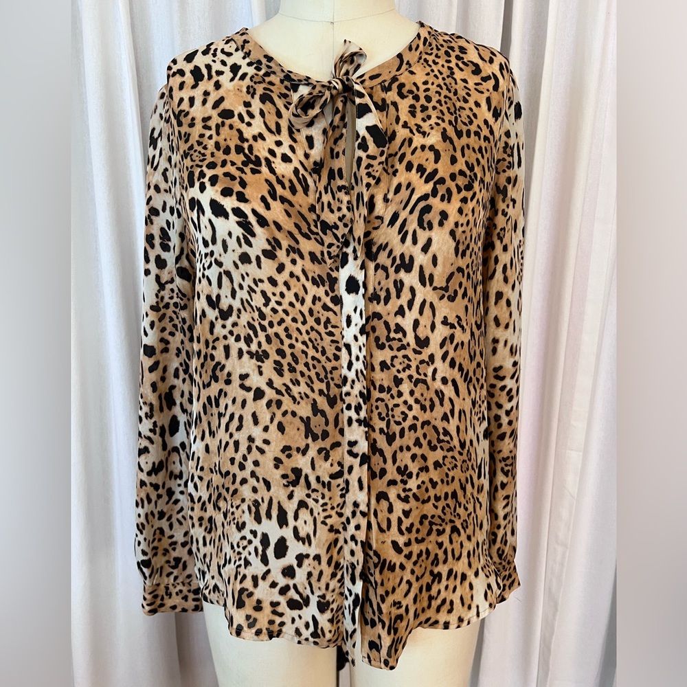 Joie leopard Print silk Blouse with Bow